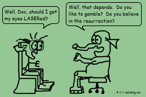 optoblog-comic-023-LASIK-comic Should I get my eyes LASERed? That depends...